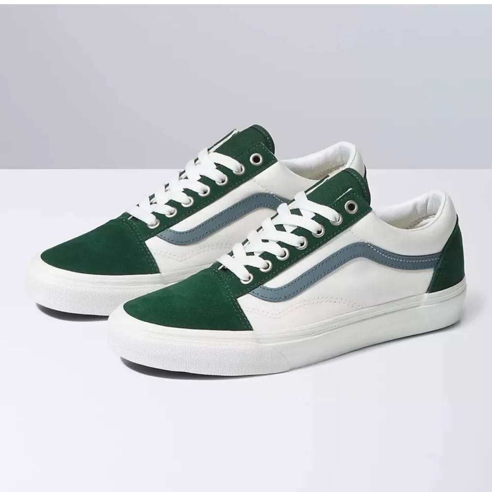 Vans Old Skool Varsity Canvas White Blue Green Sneakers VN0A5JMIBLG 8.5